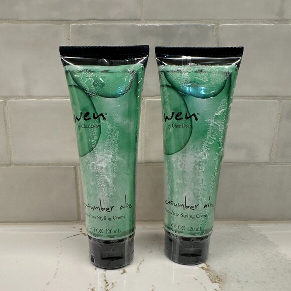 WEN LOT OF 2 Cucumber Aloe Anti-Frizz Styling Creme 4oz New Sealed Shrink-Wrap